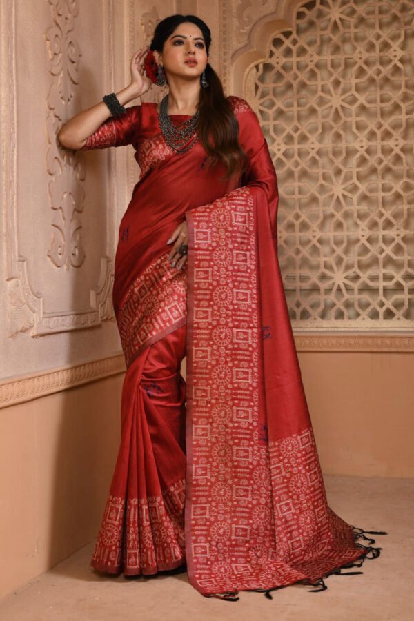 Red Raw Silk Saree