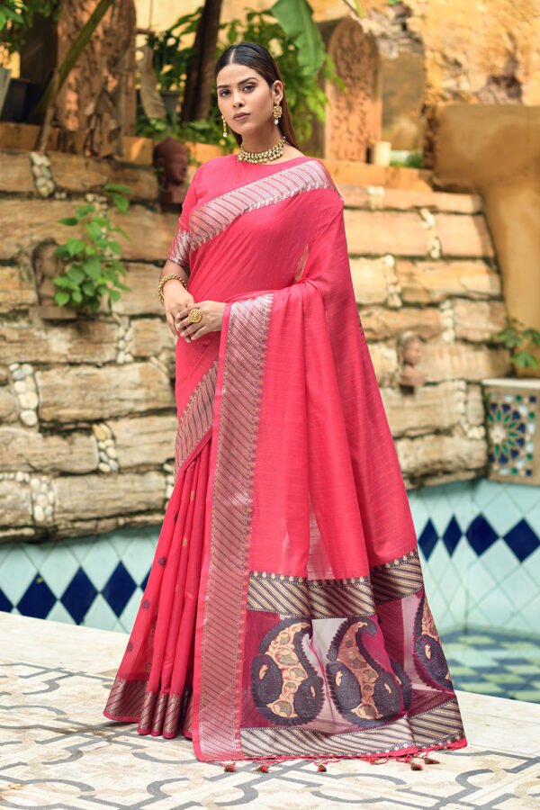 Taffy Pink Cotton Silk Saree